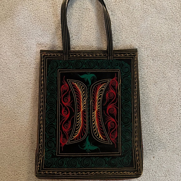 Free People Handbags - Embroidered Black Tote Bag